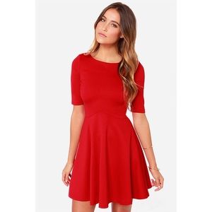 Lulu’s Black Swan Ocean Red Skater Dress Large